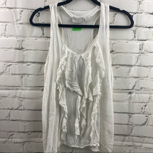 RD‎ type ruffle front white tank top